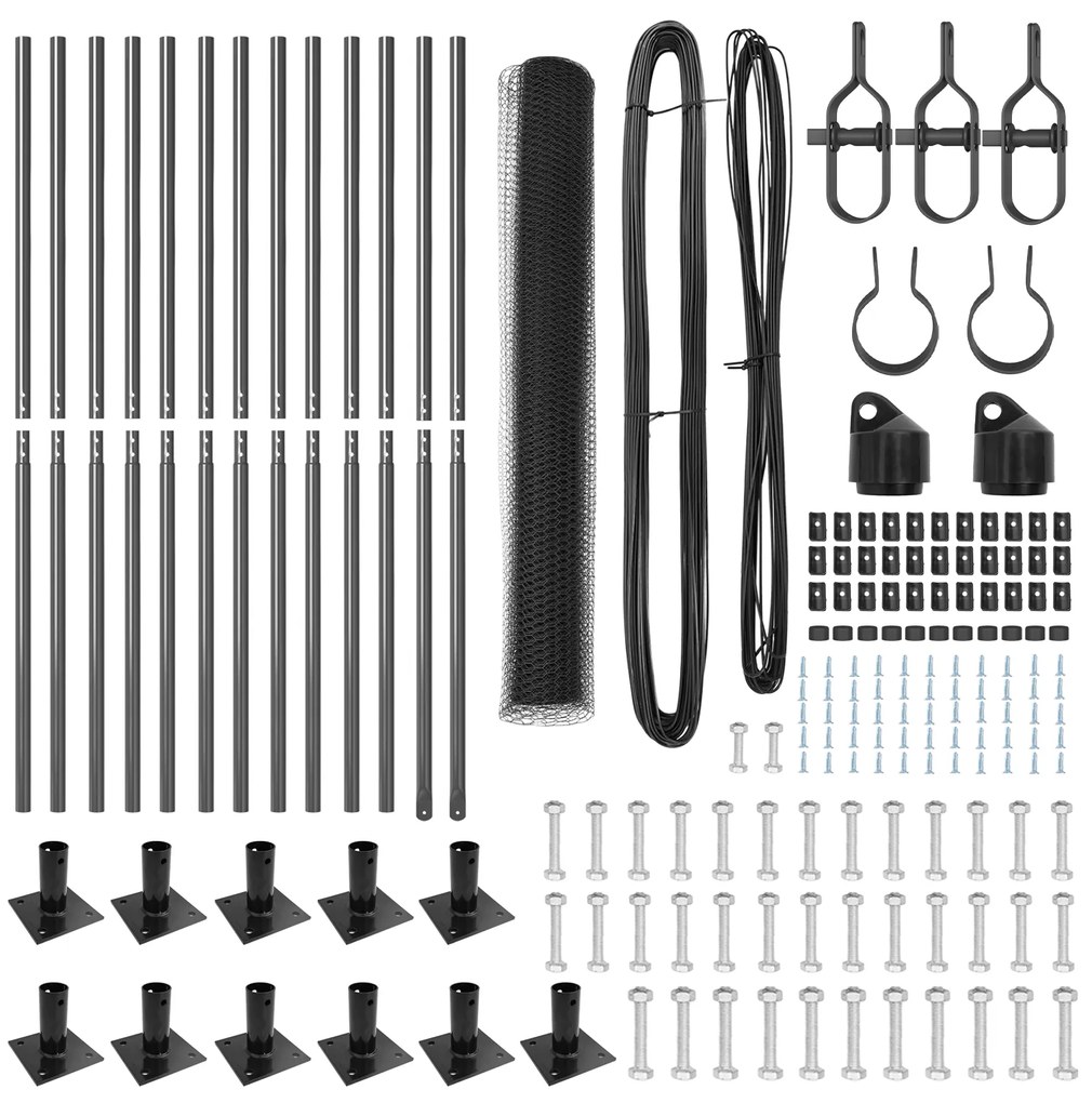 Conjunto de Cercas Conjunto de 2 Cinza Aço 25 x 1,2 m Durable