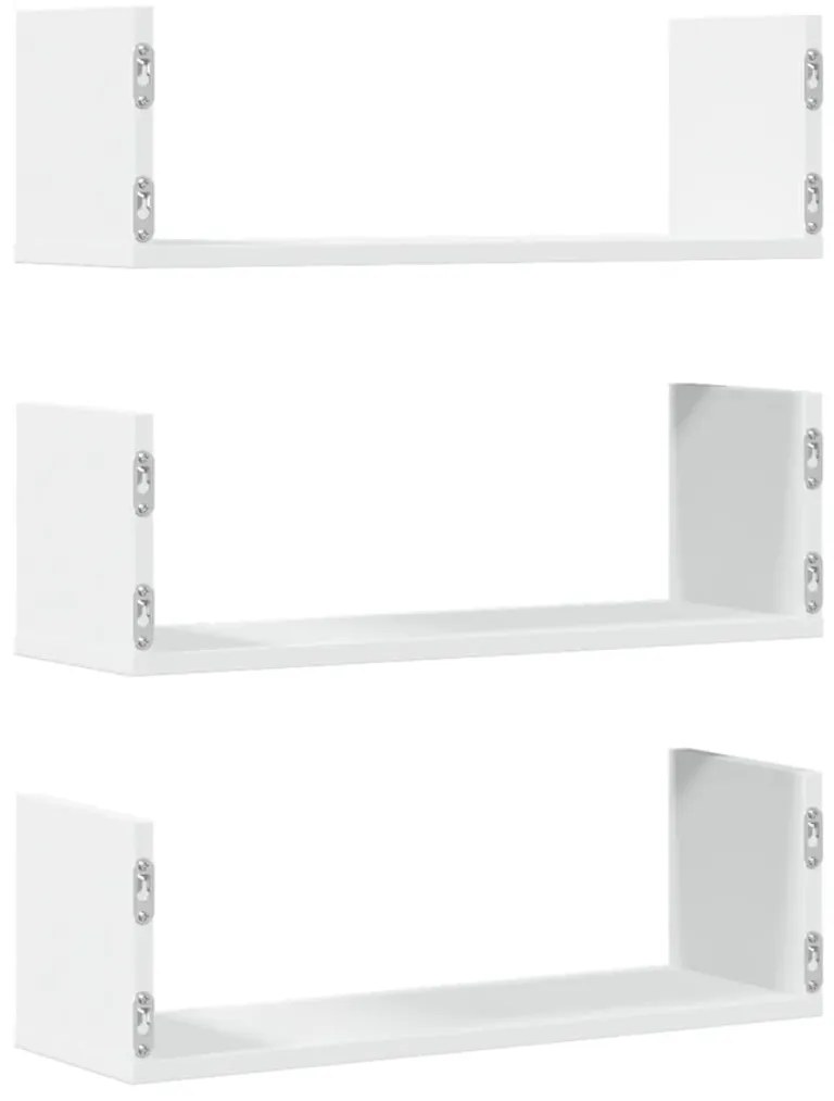Prateleiras de parede 3 pcs 58x18x18cm derivados madeira branco