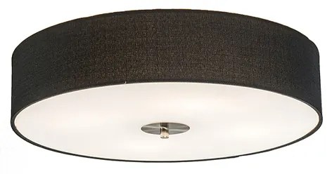 Candeeiro de teto rústico preto 50 cm - Drum Jute Country / Rústico,Moderno