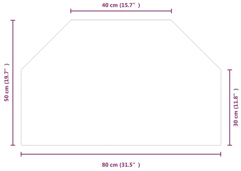 Placa de vidro para lareira hexagonal 80x50 cm