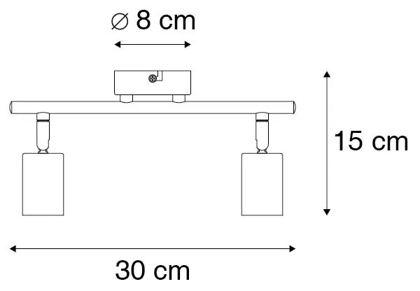 Foco moderno preto 2 luzes ajustável - Facil
