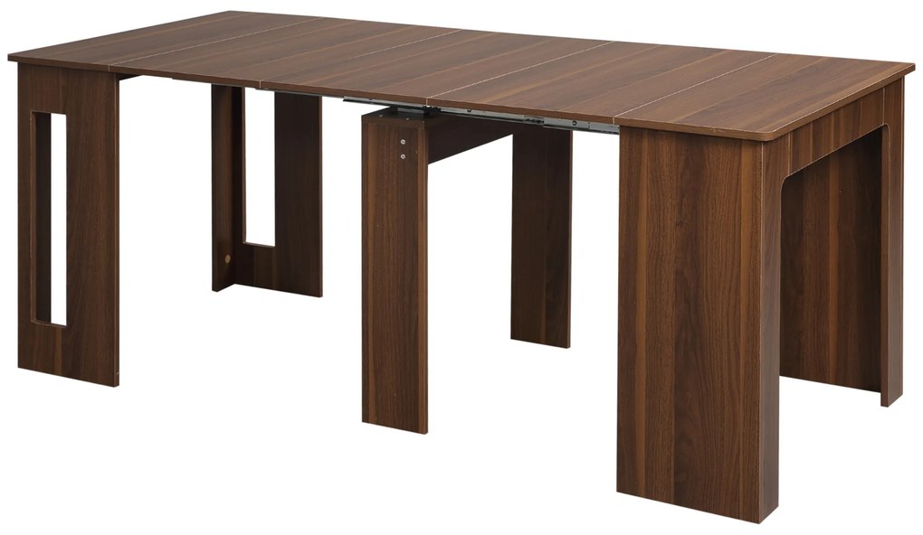 HOMCOM Mesa de Jantar Extensível para 4-6 Pessoas com Lateral Abatível Mesa Auxiliar Multifuncional 180x85x75cm Marrom