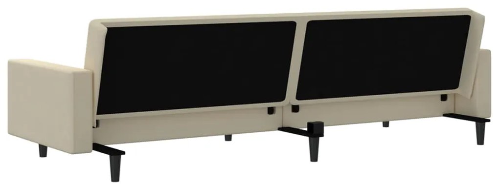 Sofá-cama de 2 lugares veludo cor creme