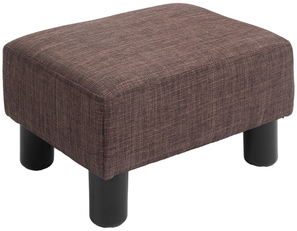 HOMCOM Banquinho com Revestimento em Tecido Tipo Linho Até 110 Kg Marrom 40x30x24 cm | Aosom Portugal