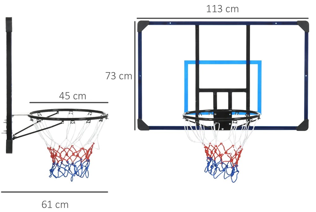 SPORTNOW Tabela de Basquetebol de Parede Cesta de Basquetebol para Ext