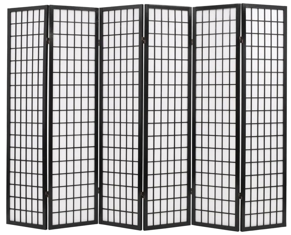 vidaXL Biombo dobrável com 6 painéis estilo japonês 240x170 cm preto
