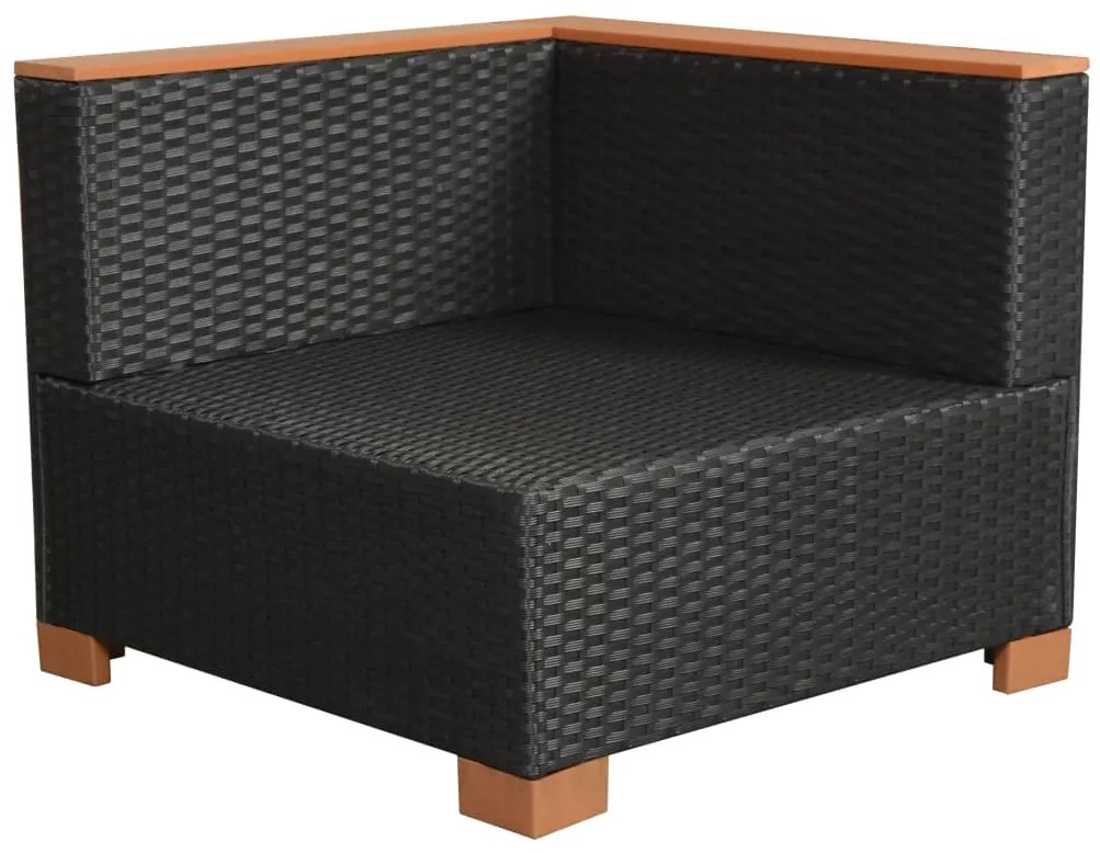 6 pcs conjunto lounge de jardim c/ almofadões vime PE preto
