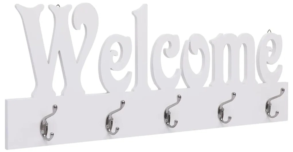 vidaXL Cabide de parede WELCOME 74x29,5 cm branco