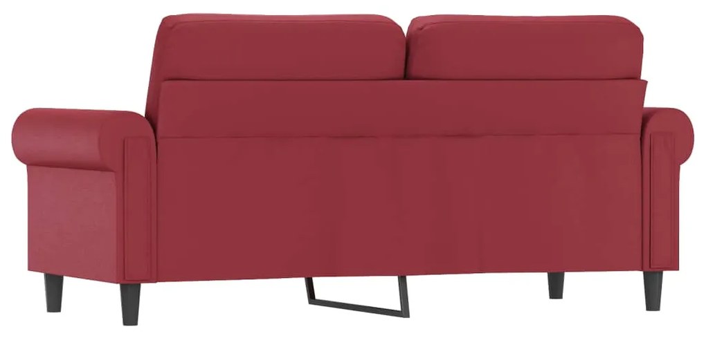 Sofá de 2 lugares 140 cm couro artificial vermelho tinto