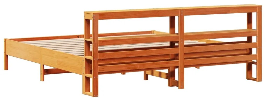 Cama sem colchão 200x200 cm pinho maciço castanho-mel
