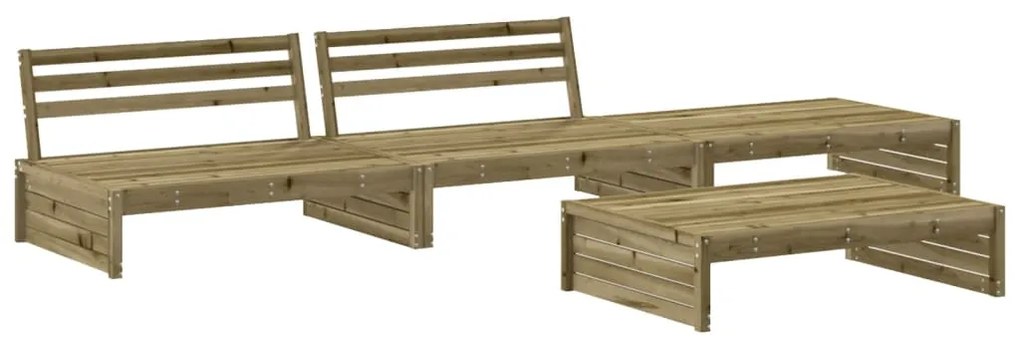 4 pcs conjunto lounge de jardim c/ almofadões pinho impregnado