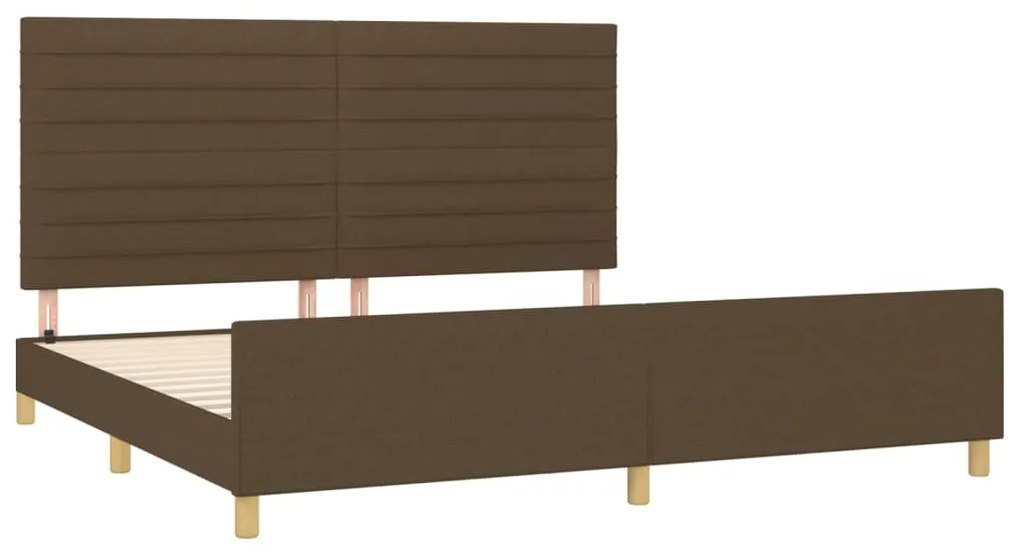 Estrutura de cama sem colchão 200x200 cm tecido castanho-escuro