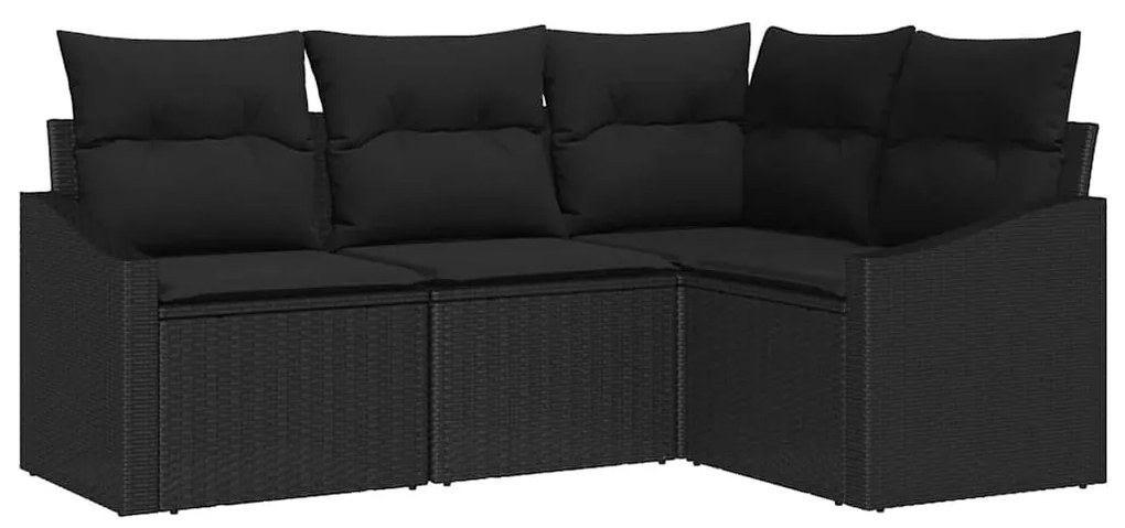 Conjunto de Sofás de Jardim de 4 Peças com Almofadas de Rattan Sintéti