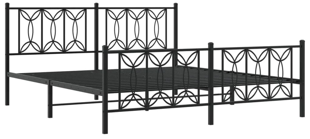 Estrutura de cama com cabeceira e pés 183x213 cm metal preto