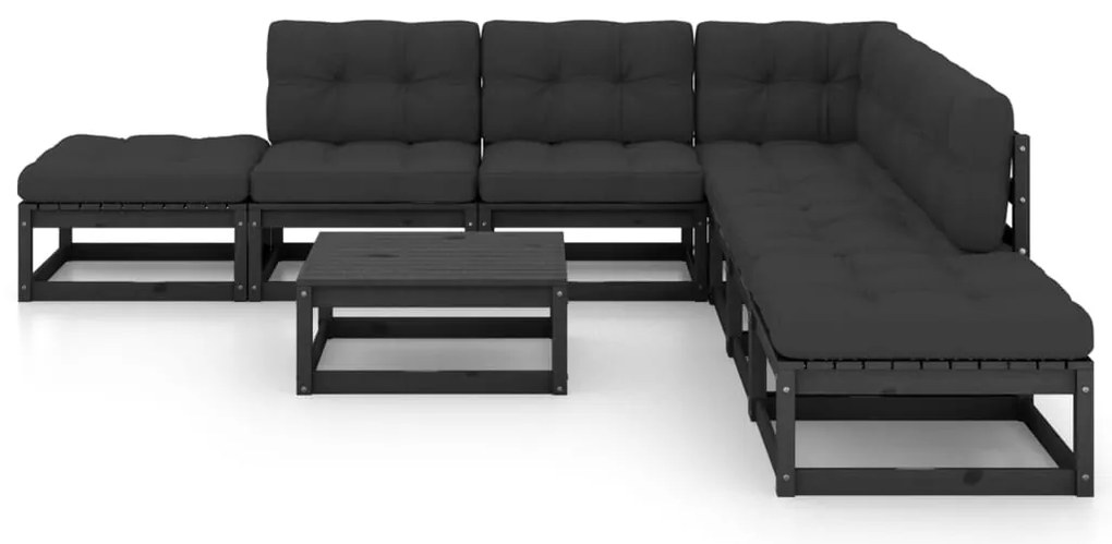 8 pcs conjunto lounge de jardim com almofadões pinho maciço