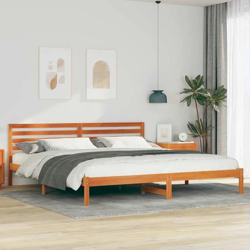 vidaXL Estrutura da Cama com cabeceira Marrom Cera 200 x 210 cm
