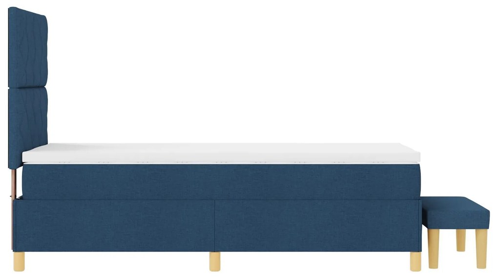 Cama Box com Colchão & Banco Azul 90x200 cm Tecido