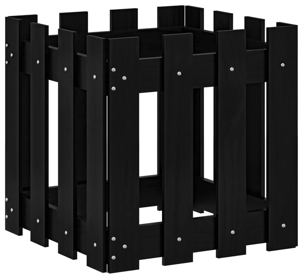 Vaso de jardim c/ design cerca 40x40x40 cm pinho maciço preto
