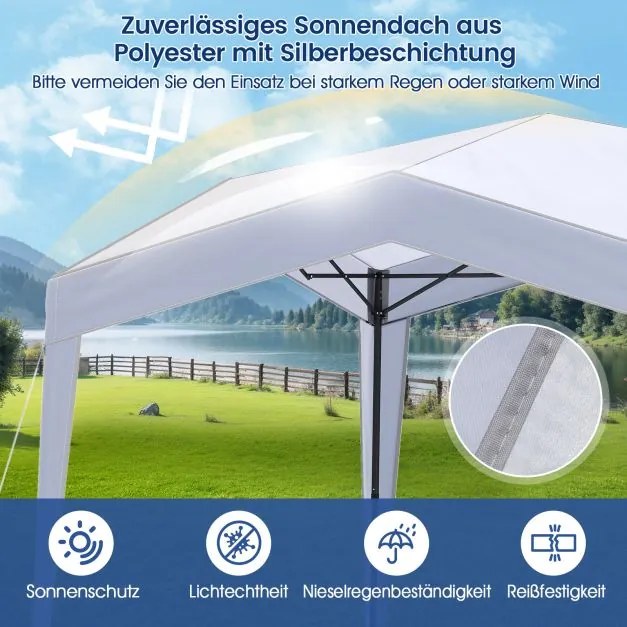 Tenda 3x3 m dobrável jardim, festas, eventos com bolsa de transporte, 8 estacas e 4 cordas para vento impermeável Branca