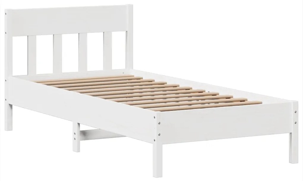 Cama sem colchão 75x190 cm madeira de pinho maciça branco