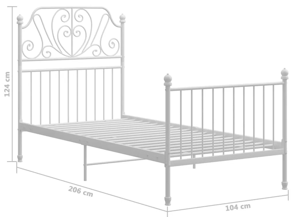 Estrutura de cama 100x200 cm metal branco