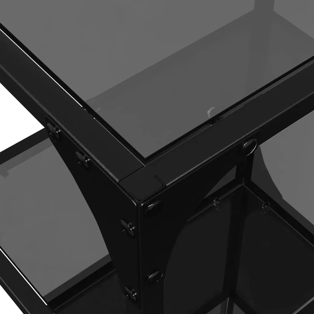 Unidade de prateleiras c/ tampo de vidro preto 40x30x123 cm aço