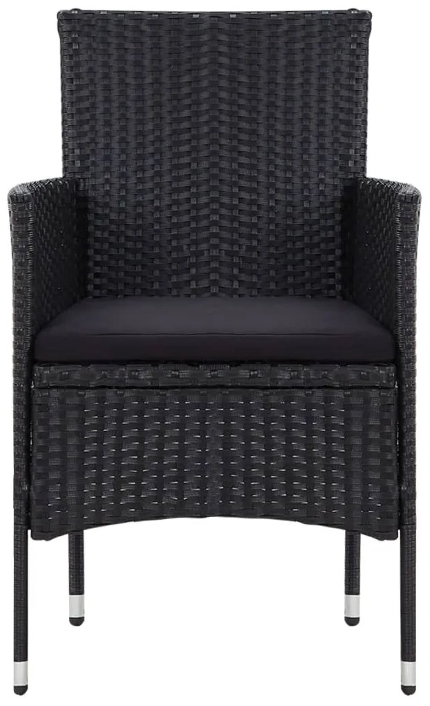 5 pcs conjunto lounge de jardim c/ almofadões vime PE preto
