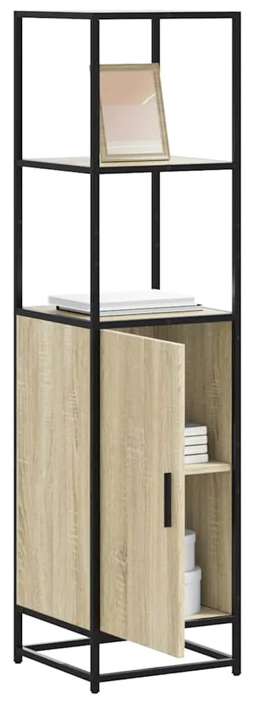 vidaXL Armário alto 35,5x35x139 cm madeira e metal carvalho sonoma