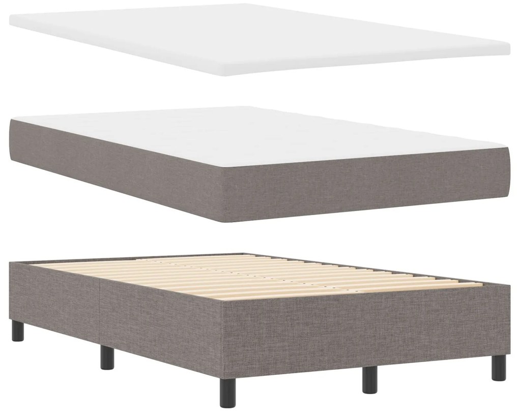 Cama Box Spring com colchão e banco taupe 120x190 cm Tecido
