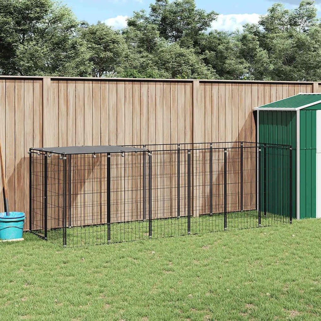vidaXL Canil para cães 330x110x110 cm aço preto