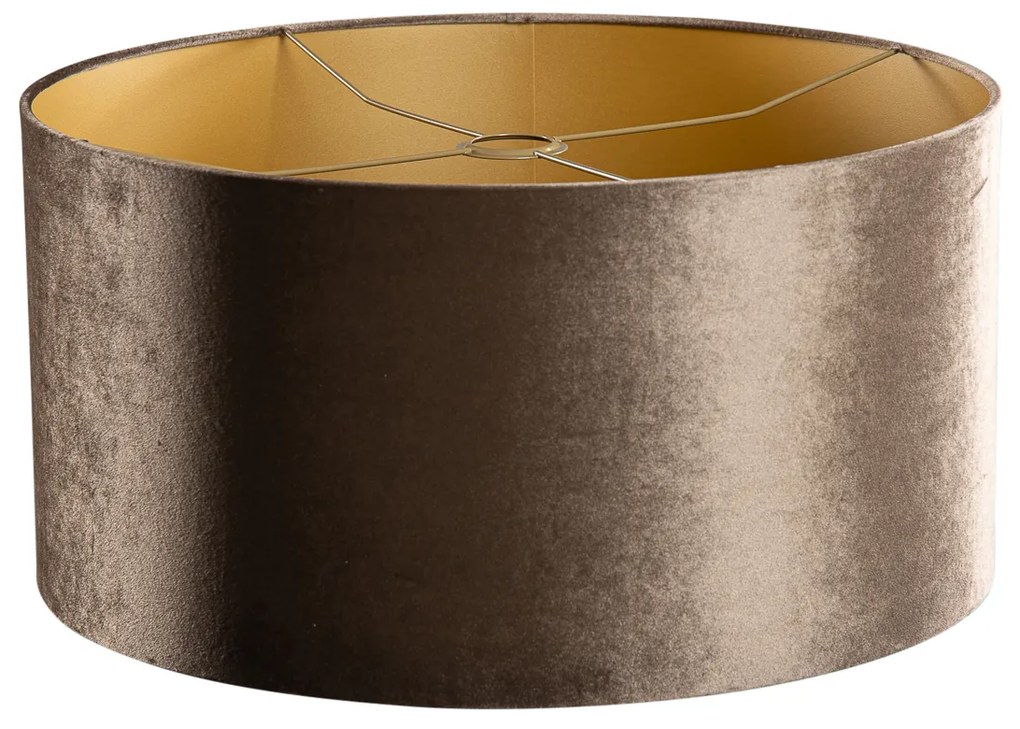 Abajur de Veludo Castanho com Interior Dourado 50/50/25