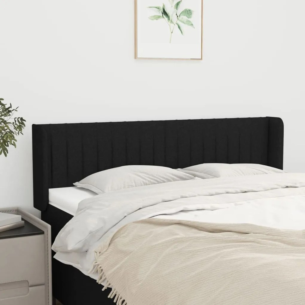 Cabeceira de cama c/ abas tecido 147x16x78/88 cm preto
