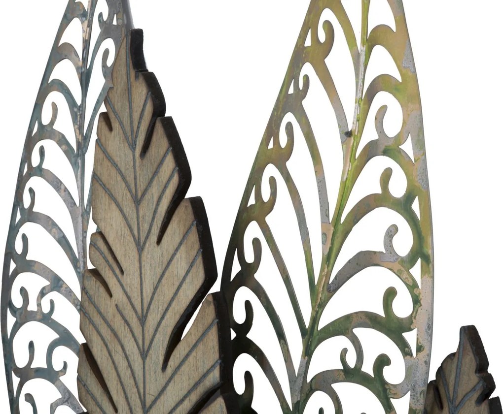 DECORAÇÃO DE PAREDE FOGLIE -C- 75X2,5X87 CM DOURADO E PRATEADO