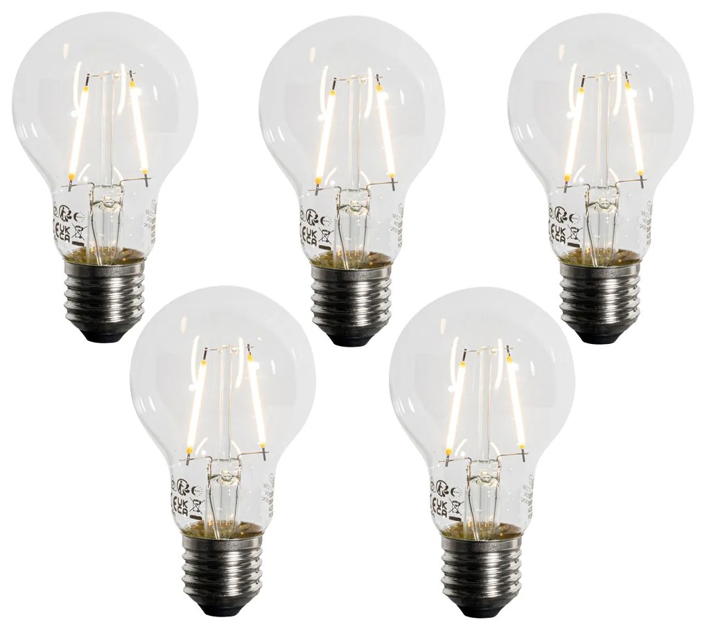 Conjunto de 5 lâmpadas LED E27 A60 com sensor crepuscular 2,5W 250 lm 2200K