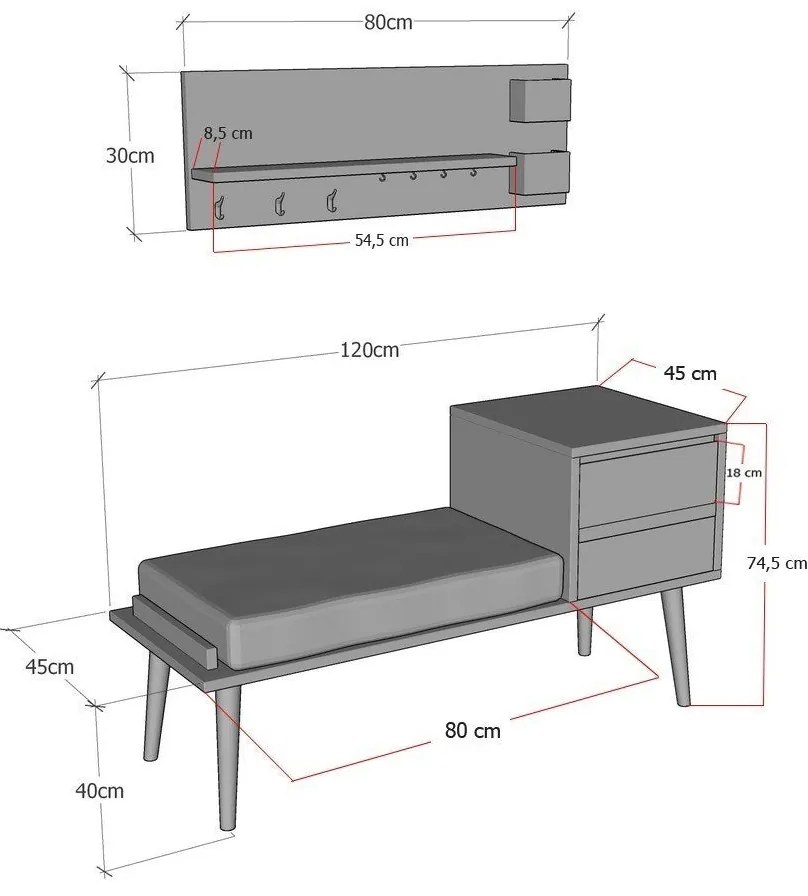Hall Stand Hamra – Nogueira – 120x74,5x45 cm