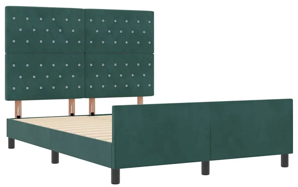 Cama vidaXL Verde Escuro 160x200 cm Veludo