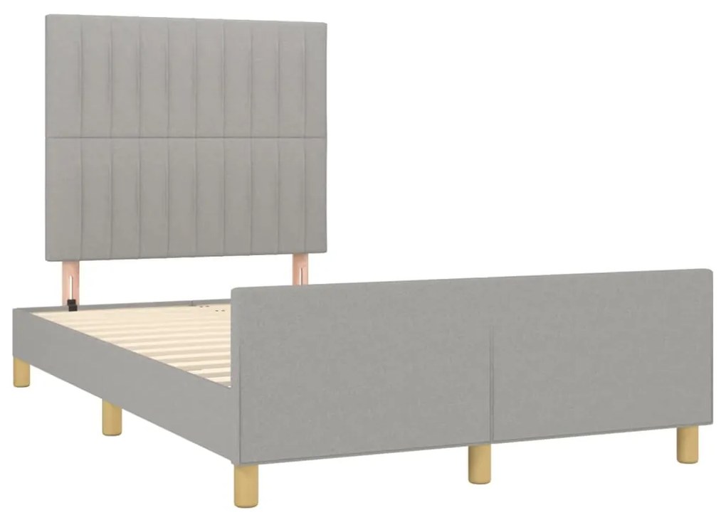 Estrutura de cama sem colchão cinza claro tecido