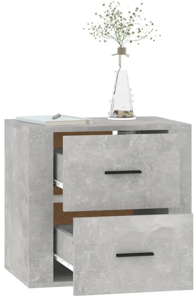 Mesa de cabeceira de parede 50x36x47 cm cinzento cimento