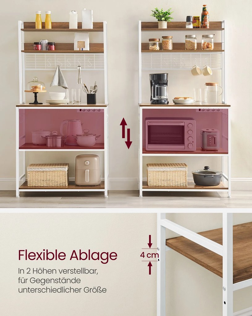 Armário de cozinha com tomadas e prateleira de grelha c40 x 80 x 170 cm cor de nogueira-branco