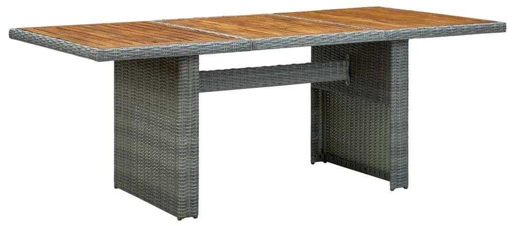 313312 vidaXL Mesa de jardim vime PE/madeira acácia maciça cinzento-claro