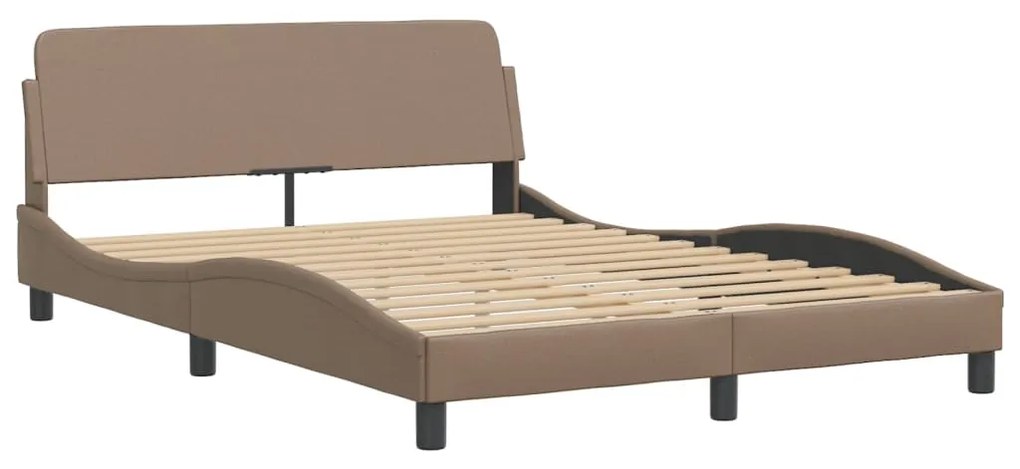 Cama com colchão 140x190 cm couro artificial cappuccino