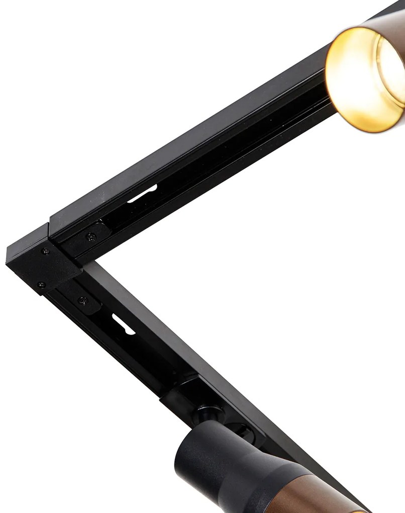 Sistema de iluminação de trilho moderno com 5 focos preto com bronze escuro 1-fase - Iconic Kohua Moderno