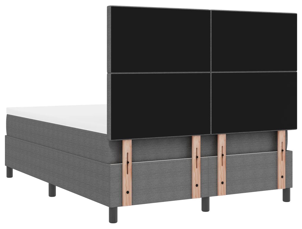 Cama Box Spring com Colchão Cinza Claro 140x200 cm Tecido de Corduroy