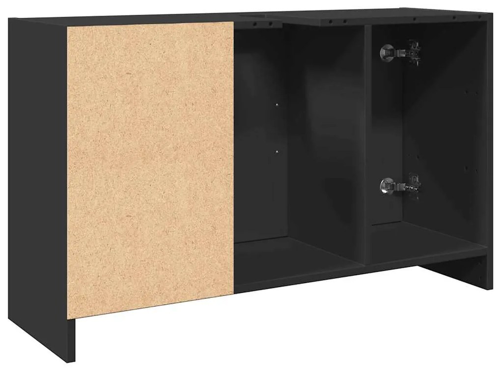 Armário de lavatório 90x29x55 cm derivados de madeira preto