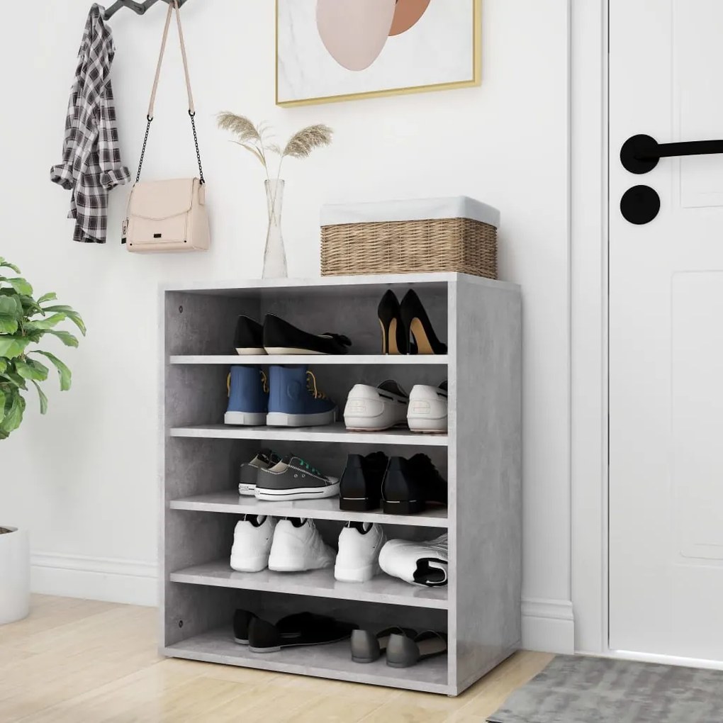 808940 vidaXL Armário para sapatos 60x35x70 cm contraplacado cinzento cimento