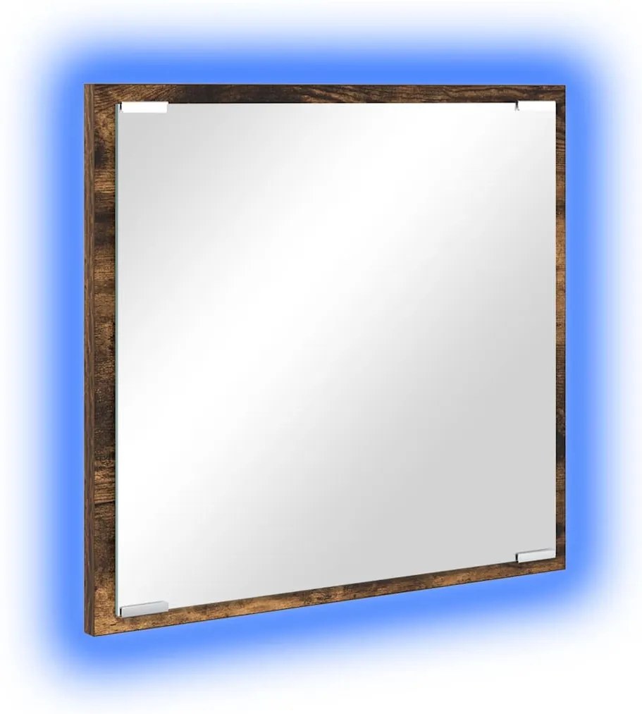 Espelho de Casa de Banho LED Carvalho Fumado 40x8.5x37 cm Madeira Enge