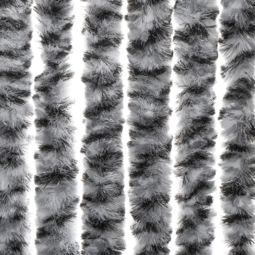 Cortina anti-insetos 90x200 cm chenille cinzento/preto/branco