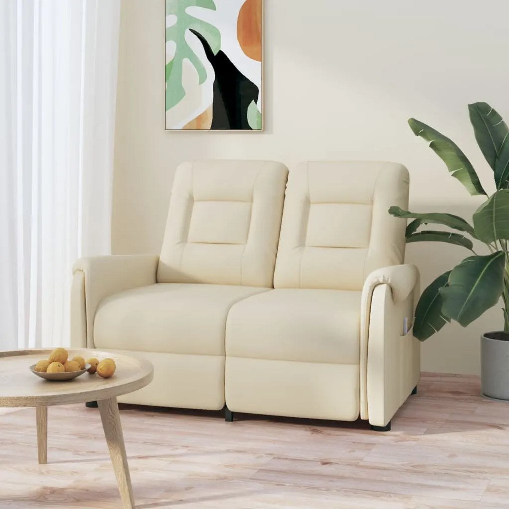 vidaXL Poltrona massagens 2 lug. reclinável couro artificial creme