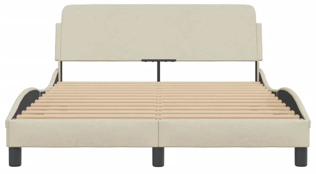 Estrutura de cama c/ cabeceira 140x200 cm tecido cor creme