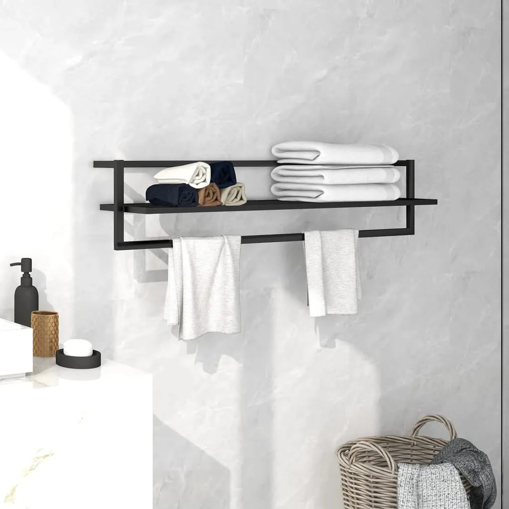336122 vidaXL Toalheiro 95x25x22 cm ferro preto
